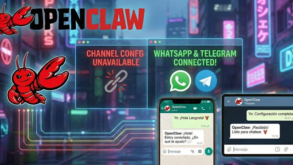 Ilustración de portada: OpenClaw conectado a WhatsApp y Telegram